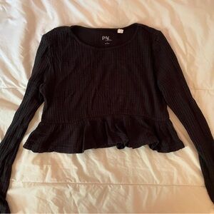 Black Long Sleeve Flutter Bottom Shirt size S